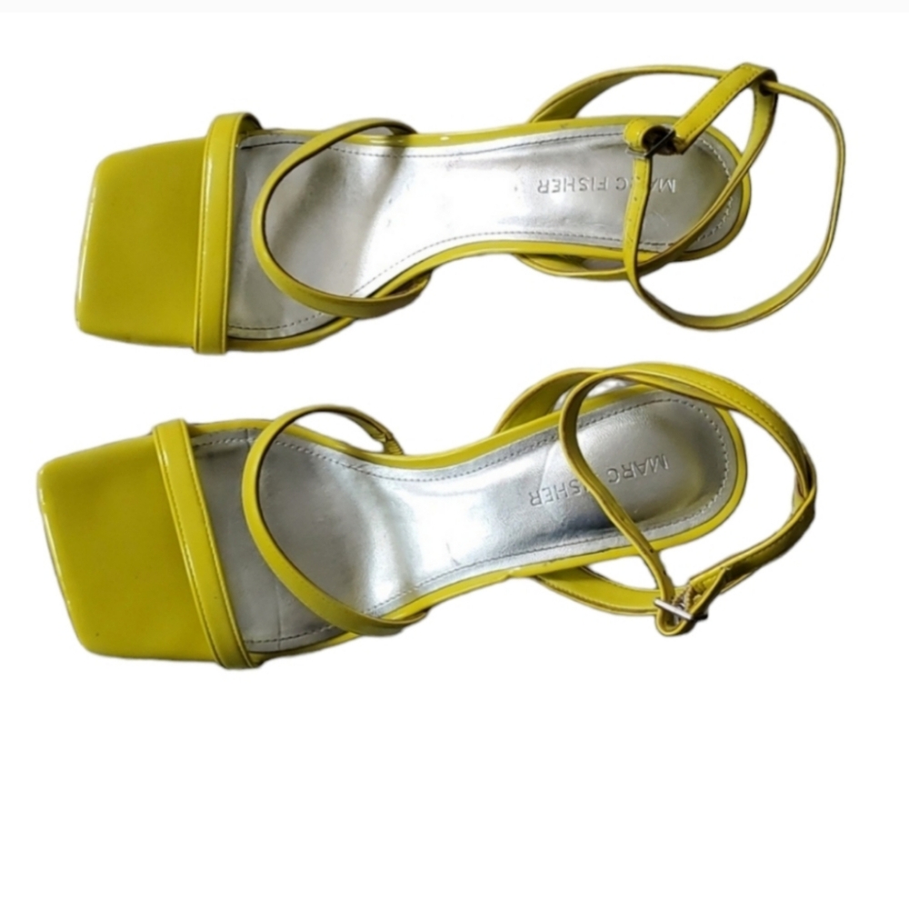 Marc Fisher strappy yellow pumps shoe heel size 8.5m
